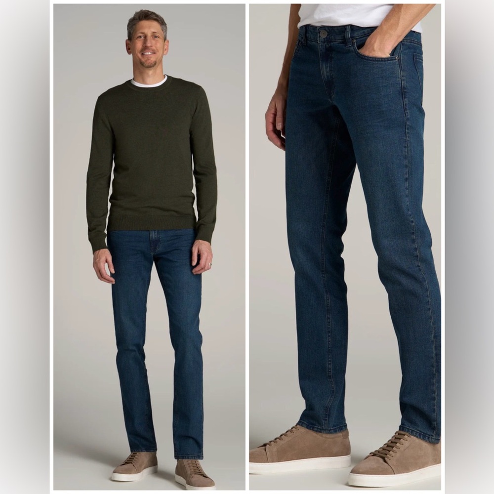 American Tall Men’s Carman Tapered Everyday Medium Wash Jeans Long Length 34